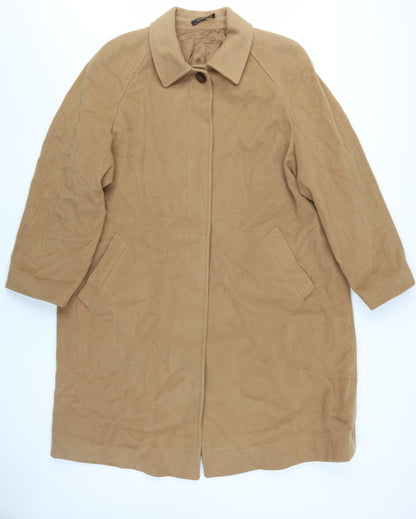 Quattro più Women's Beige Wool Cashmere Overcoat Size 16