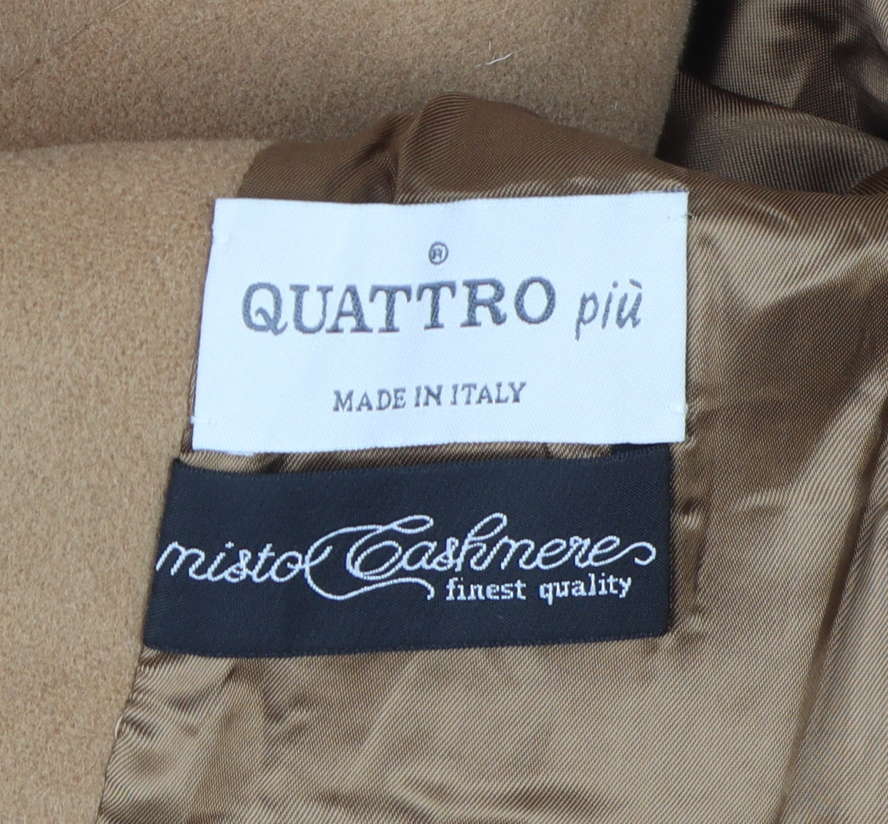 Quattro più Women's Beige Wool Cashmere Overcoat Size 16