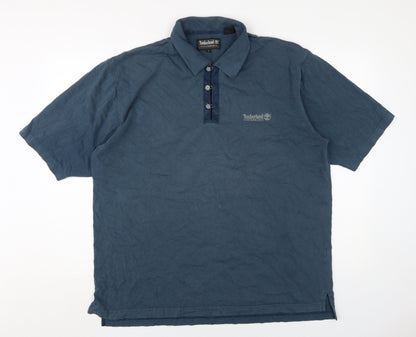 Timberland Mens Blue Polo Shirt Size L Cotton Casual