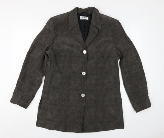 Olsen Women's Brown Animal Print Silk Blazer Size 12