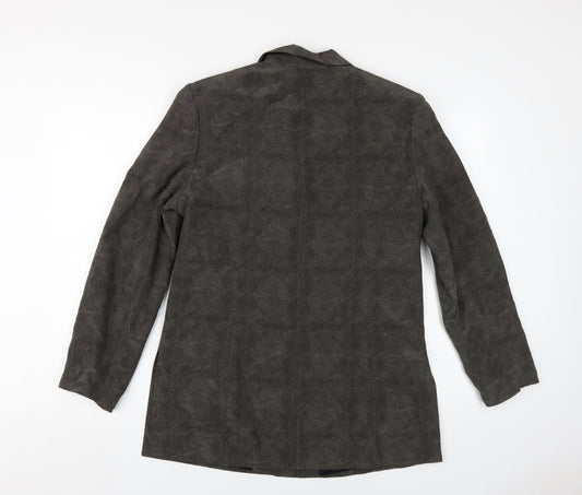 Olsen Women's Brown Animal Print Silk Blazer Size 12