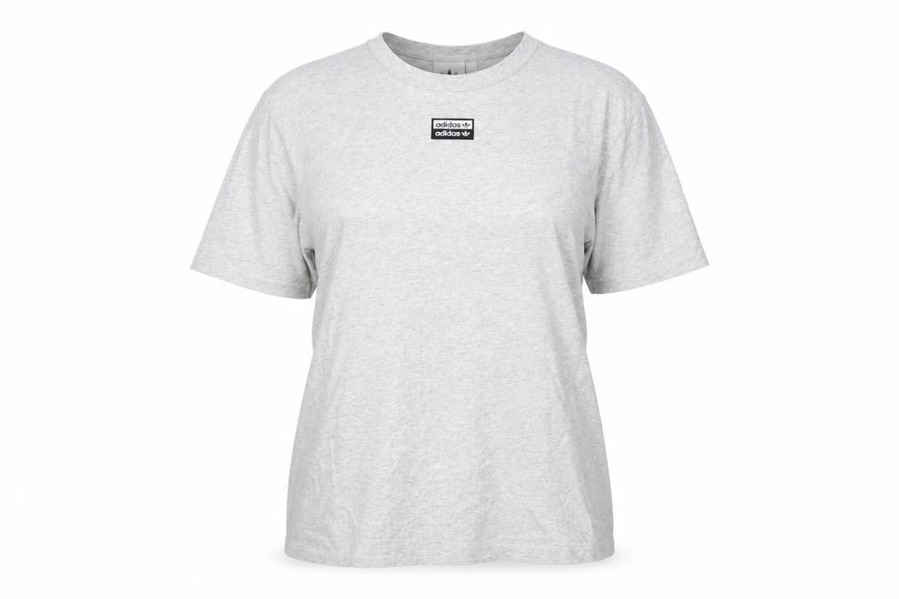 Front view of Adidas unisex grey t-shirt m crew neck casual