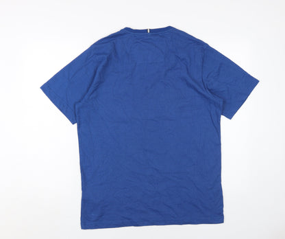 Bison Men's Blue Crew Neck Short Sleeve T-Shirt M