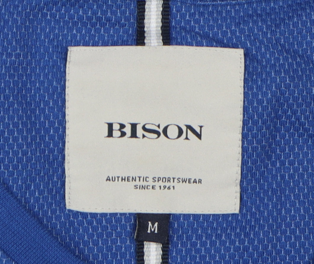 Bison Men's Blue Crew Neck Short Sleeve T-Shirt M