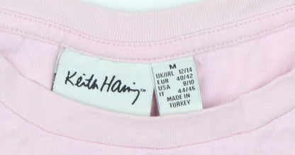 Unisex Adults UK Size M Keith Haring Pink Cropped T-Shirt