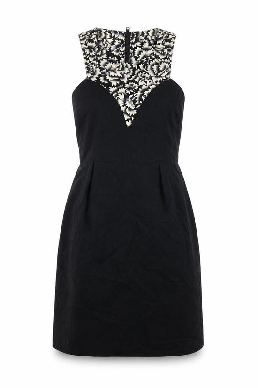 Front view of French Connection Women's Black Floral Short Sheath Dress