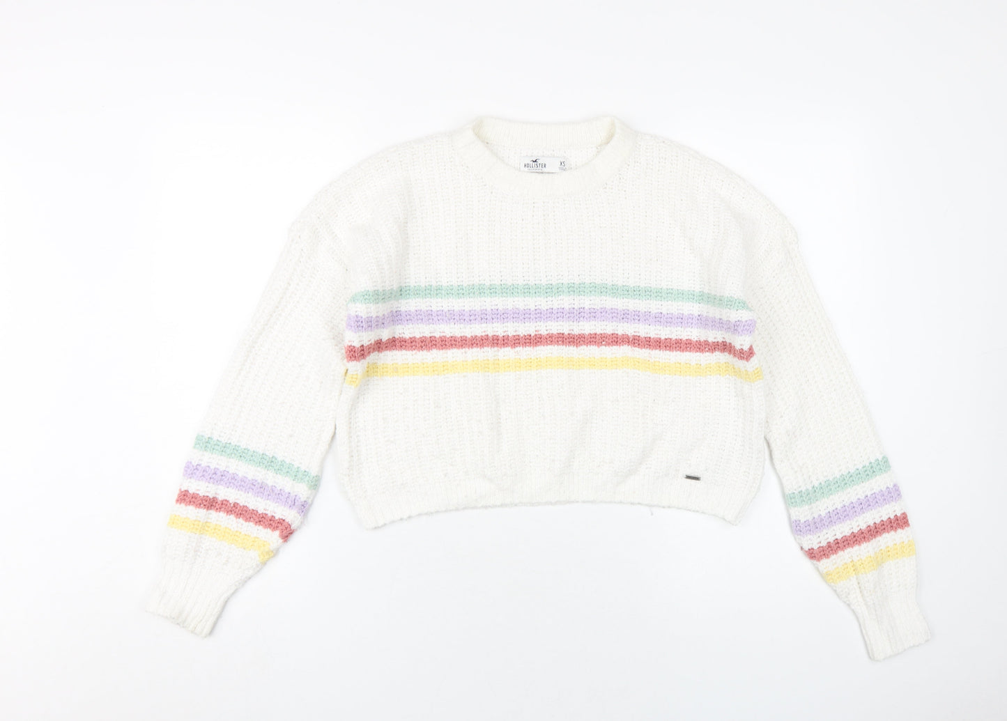 Womens UK Size XS Hollister White Pullover Jumper