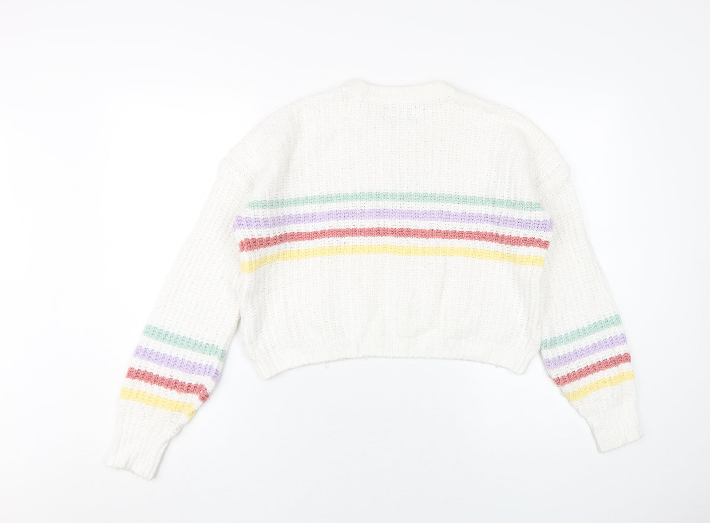 Womens UK Size XS Hollister White Pullover Jumper