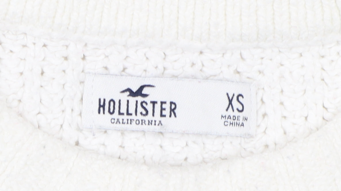 Womens UK Size XS Hollister White Pullover Jumper