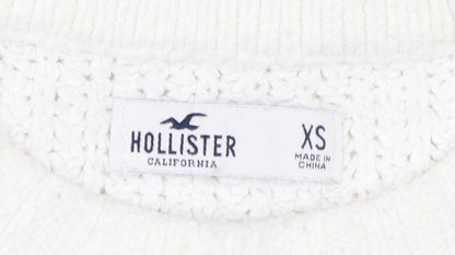 Womens UK Size XS Hollister White Pullover Jumper