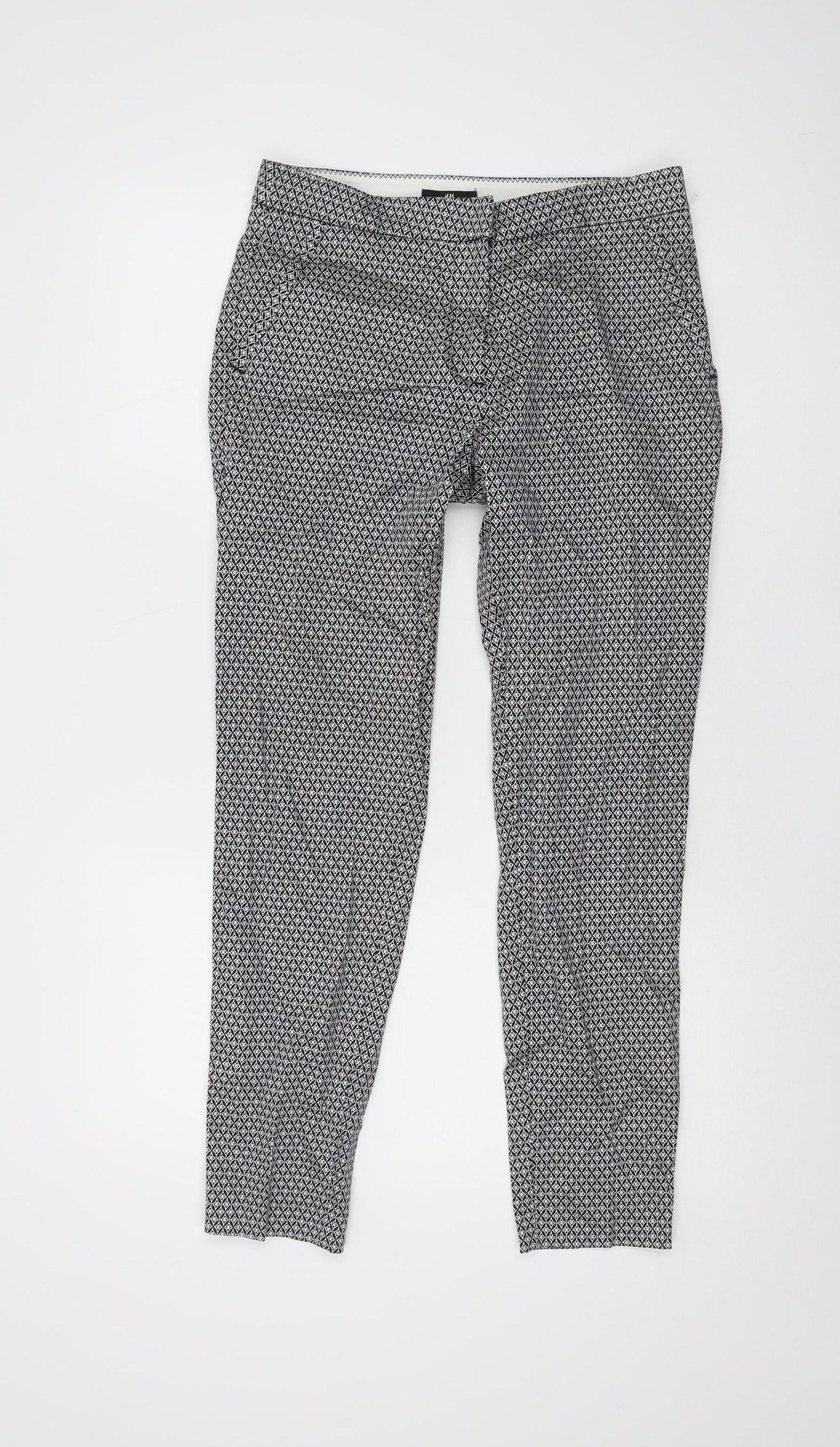 Womens UK Size 8 H&M Slim Fit Cropped Black Trousers