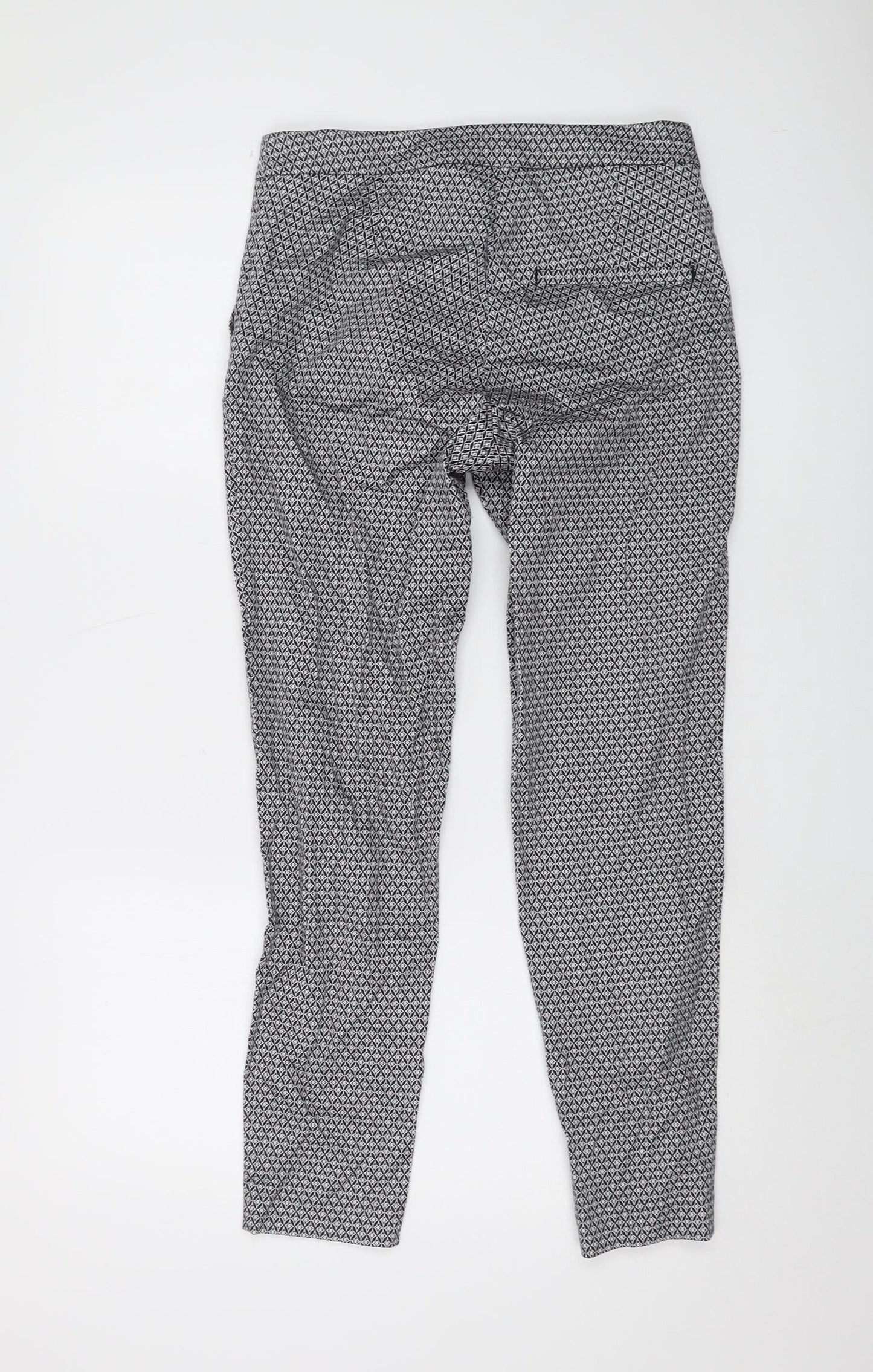 Womens UK Size 8 H&M Slim Fit Cropped Black Trousers