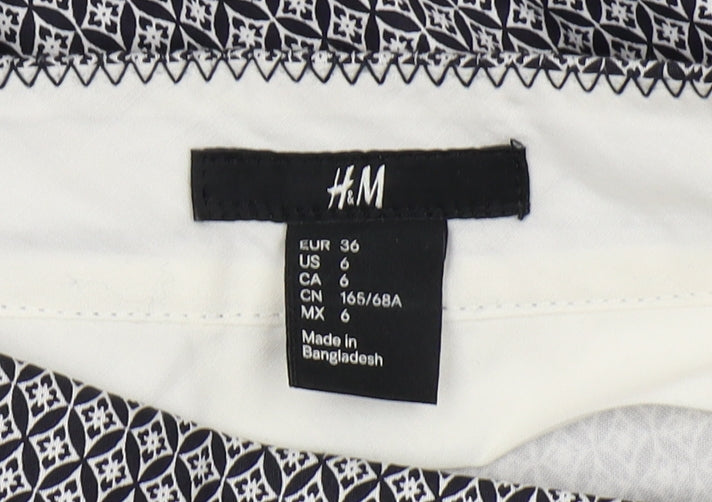 Womens UK Size 8 H&M Slim Fit Cropped Black Trousers