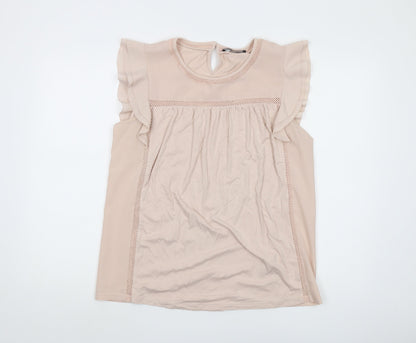 Womens UK Size 14 Marks and Spencer Beige Basic Blouse