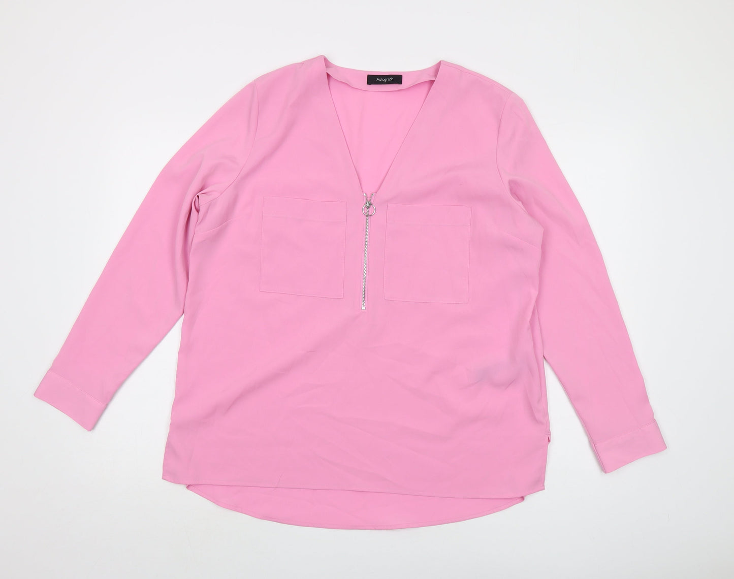 Womens UK Size 14 Marks and Spencer Pink Basic Blouse