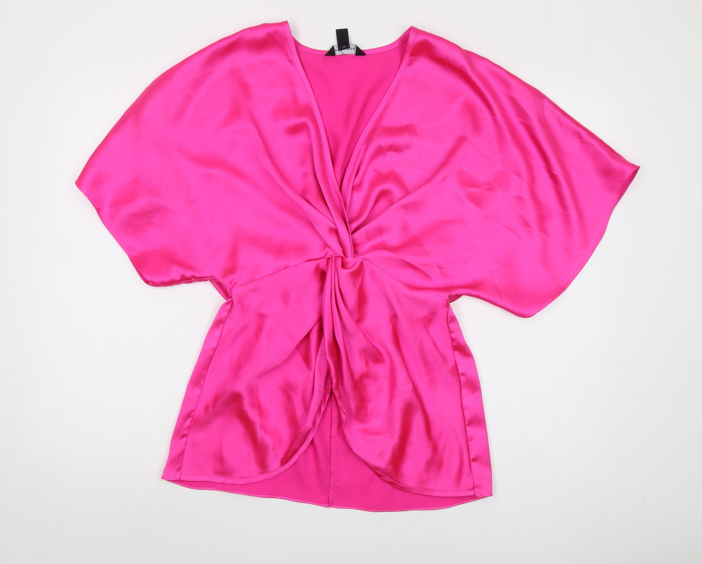 Womens UK Size 10 New Look Pink Wrap Blouse