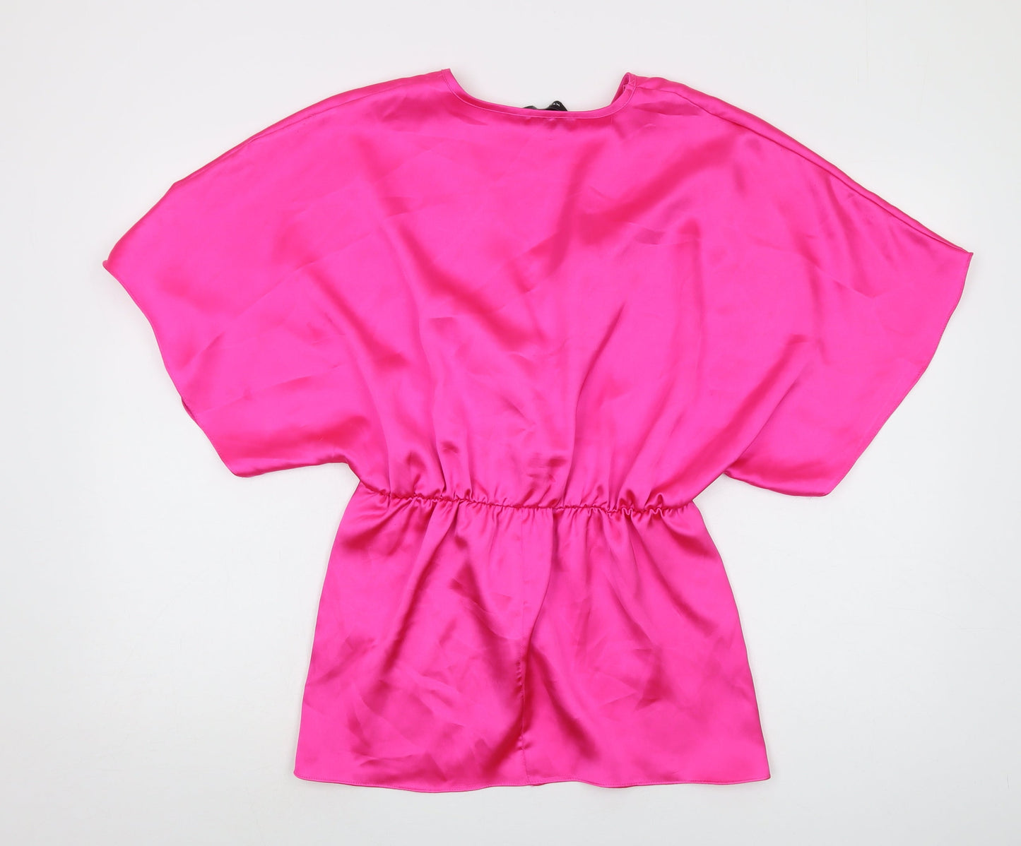 Womens UK Size 10 New Look Pink Wrap Blouse