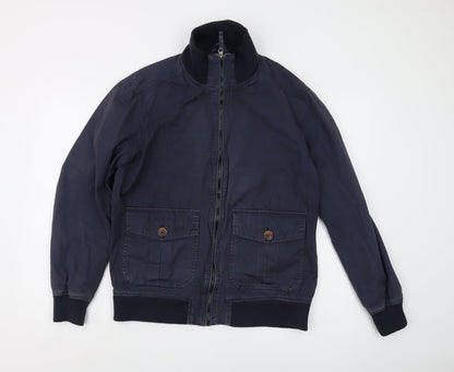White Stuff Men's Blue Bomber Jacket, M, Casual Style