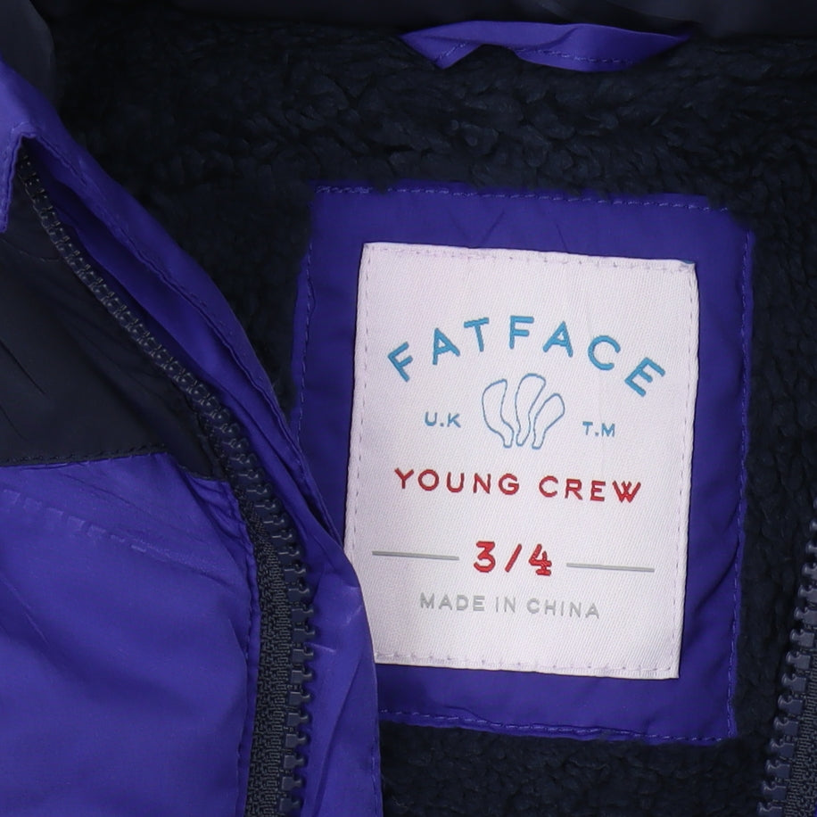 FatFace Boys Purple Hooded Bodywarmer Jacket 3-4 Years
