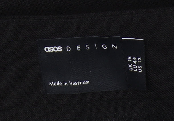 ASOS DESIGN Women's Black Cropped Trousers, Size 16