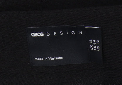 ASOS DESIGN Women's Black Cropped Trousers, Size 16