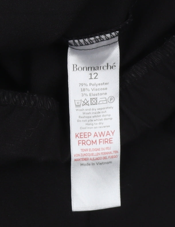 Womens UK Size 12 Bonmarché Regular Fit Straight Black Trousers