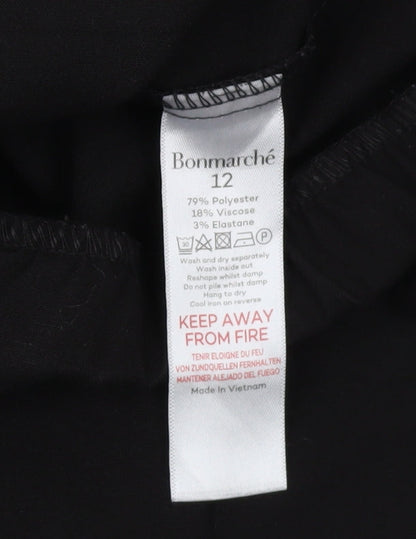 Womens UK Size 12 Bonmarché Regular Fit Straight Black Trousers