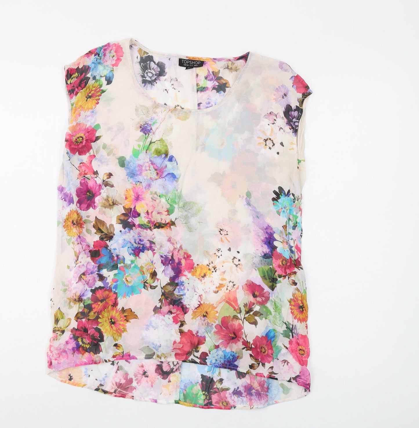 Womens UK Size 8 Topshop Multicoloured Tunic Blouse