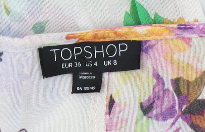 Womens UK Size 8 Topshop Multicoloured Tunic Blouse