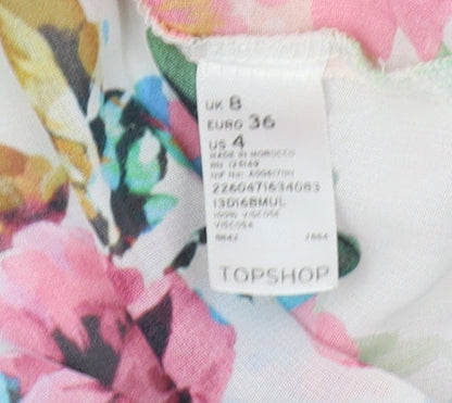 Womens UK Size 8 Topshop Multicoloured Tunic Blouse