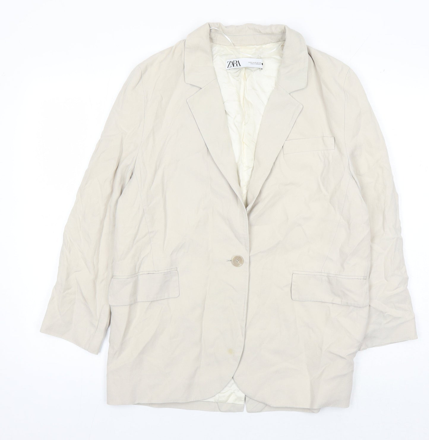 Zara Women's Beige Blazer, Size 8, Lined, Spring Style