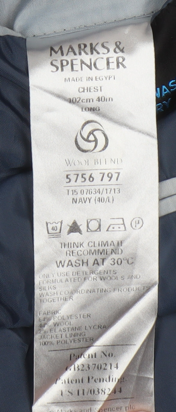 Mens UK Size 40 Marks and Spencer Regular Blue Suit Jacket