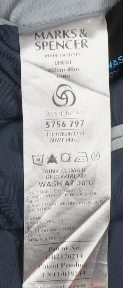 Mens UK Size 40 Marks and Spencer Regular Blue Suit Jacket