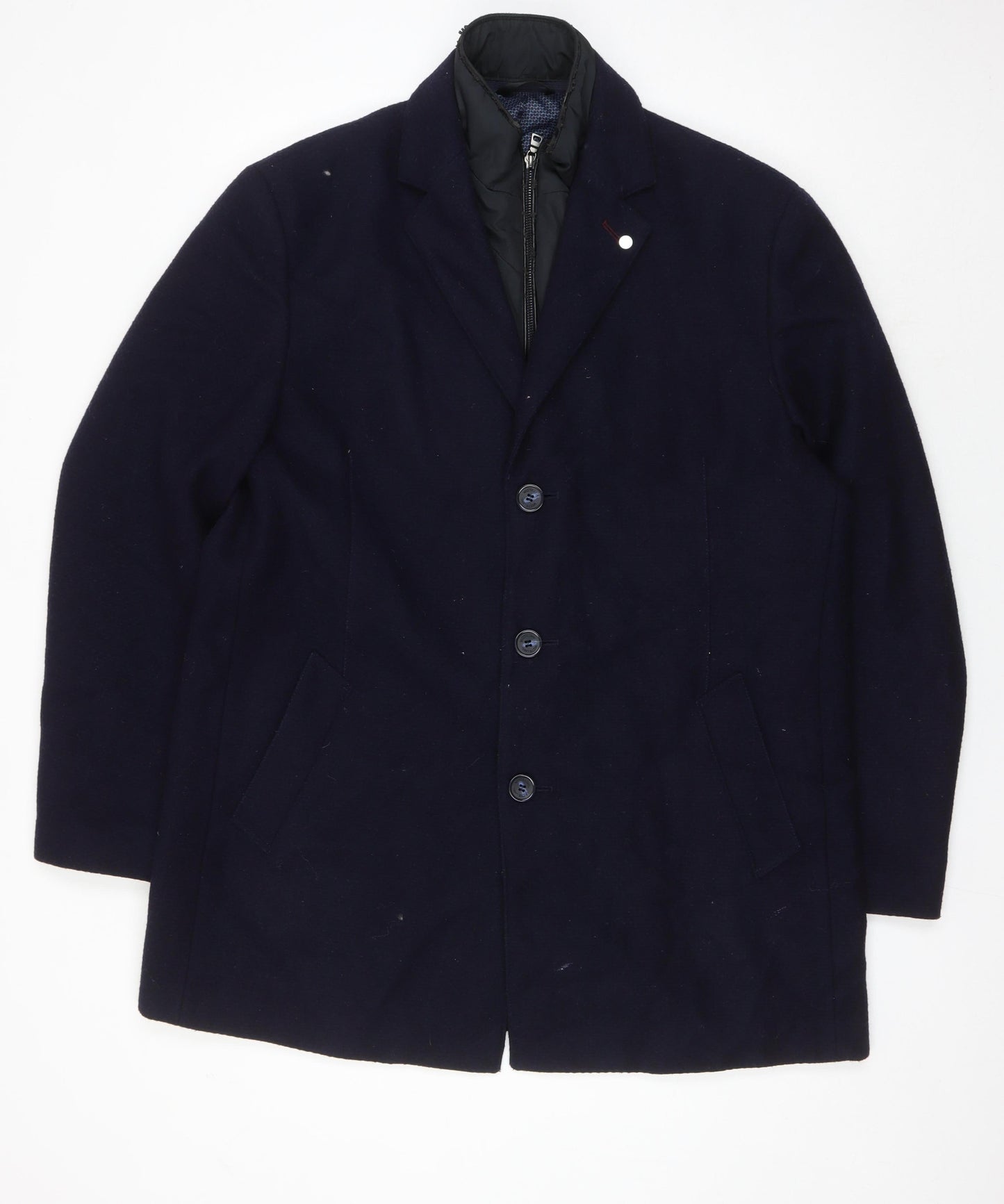 White Label Men's Black Wool Blend Mid-Length Coat