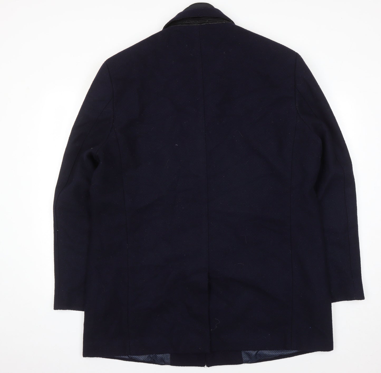 White Label Men's Black Wool Blend Mid-Length Coat