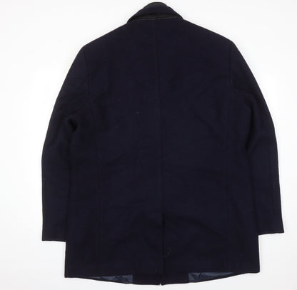 White Label Men's Black Wool Blend Mid-Length Coat