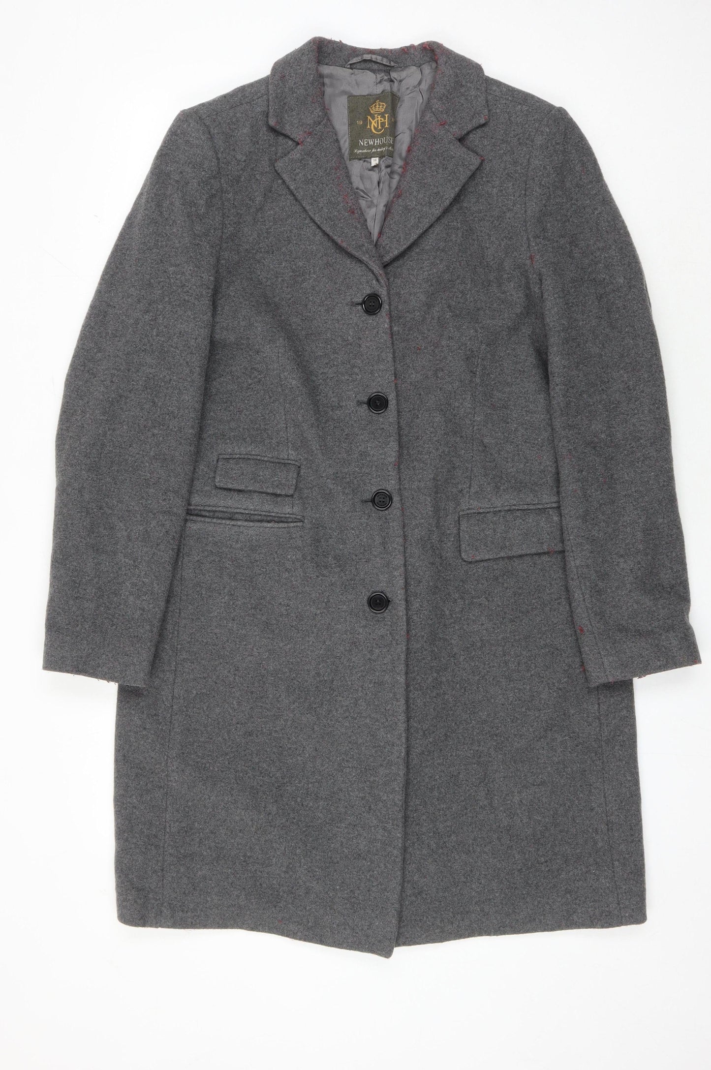 Newhouse Women's Grey Wool Mid-Length Overcoat Size 10