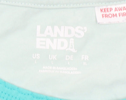 Womens UK Size L Lands' End Blue Basic T-Shirt