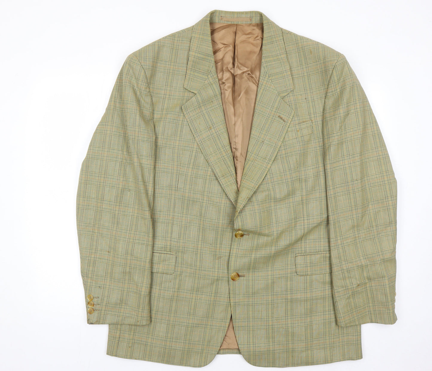 Austin Reed Mens Beige Check Wool Blazer Size 44R