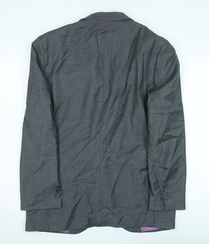Men's Grey Wool Blazer 40R Business Formal Classic