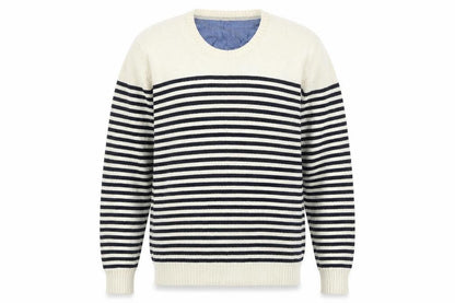 SUIT Men's Ivory Striped Pullover Jumper XL