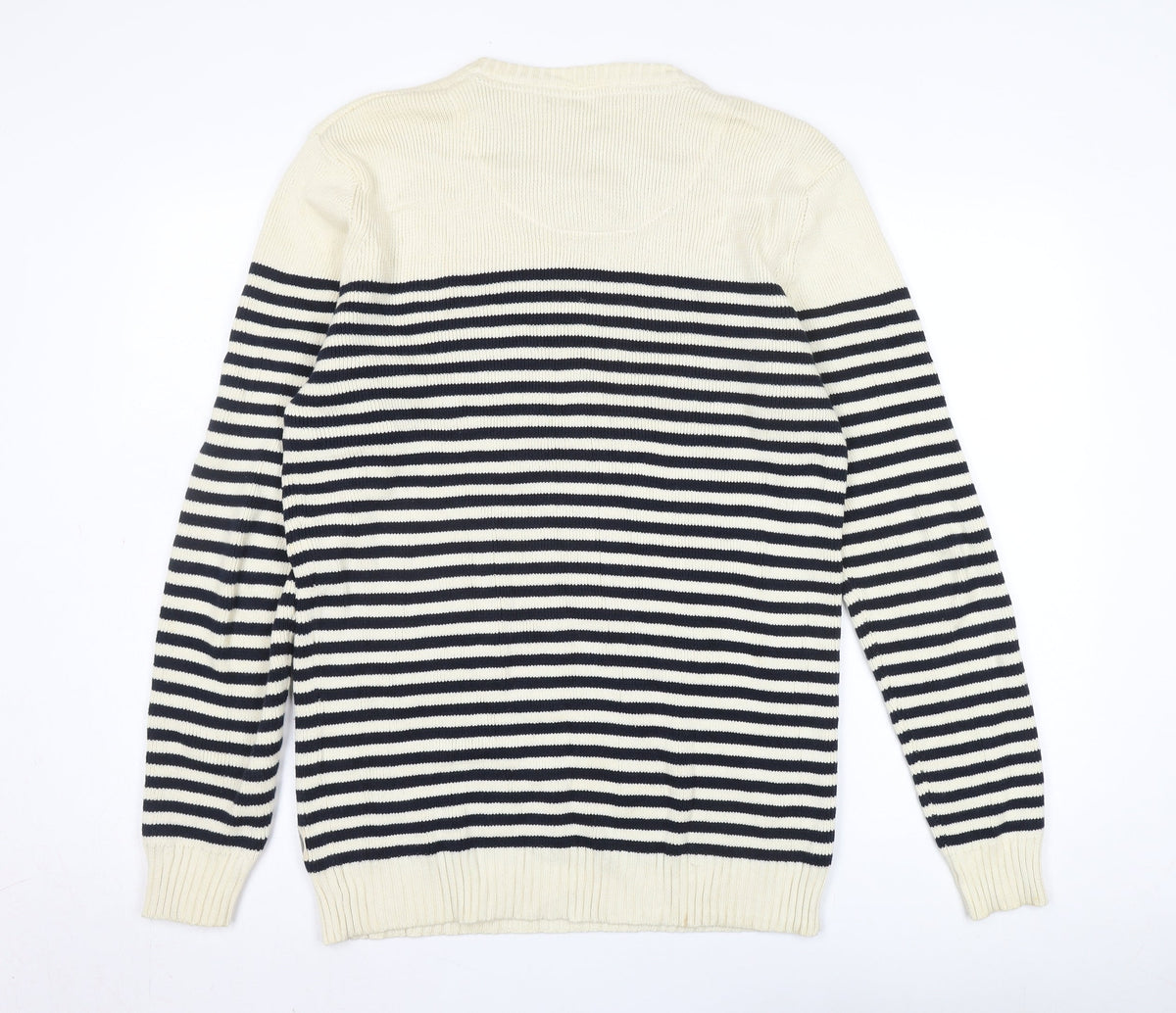 SUIT Men's Ivory Striped Pullover Jumper XL