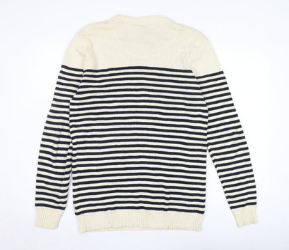 SUIT Men's Ivory Striped Pullover Jumper XL
