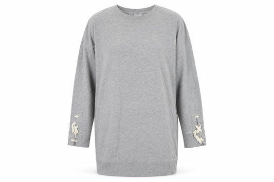 Gap Women's Grey L Pullover Lace-Up Sweatshirt