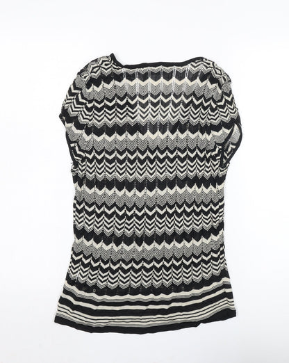 Wallis Women's Black Geometric Knit Blouse Size 14