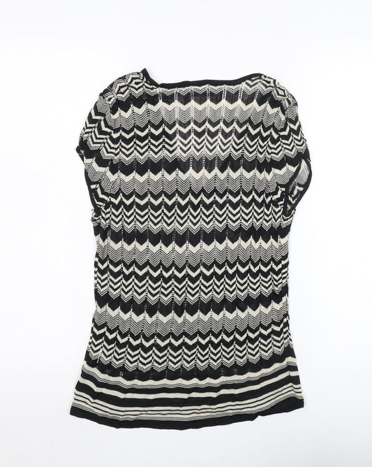 Wallis Women's Black Geometric Knit Blouse Size 14