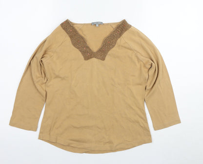 Womens UK Size 12 Per Una Brown Jersey Blouse