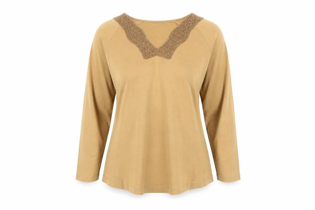 Womens UK Size 12 Per Una Brown Jersey Blouse