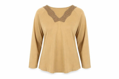 Womens UK Size 12 Per Una Brown Jersey Blouse