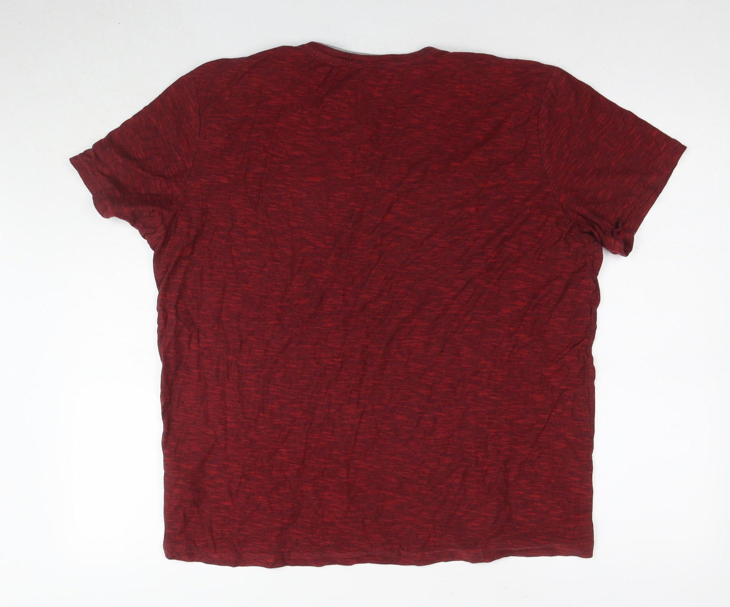Tom Tailor Men's XL Red Henley T-Shirt, Cotton, Short Sleeve